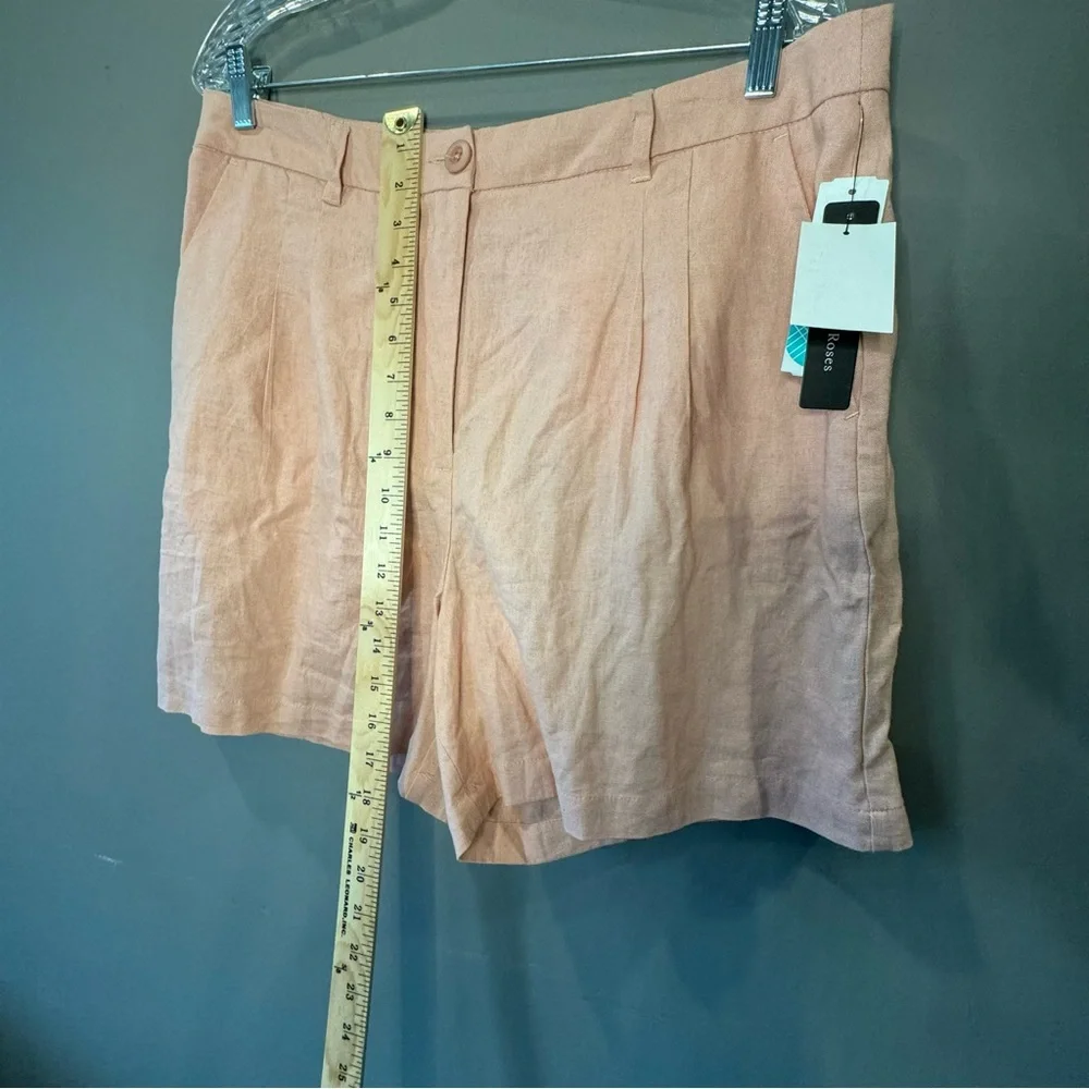 NWT Violets and Roses mid-rise linen‎ blend chino short, Pink, Women’s Size 14
